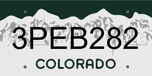 3PEB282 Colorado License Plate