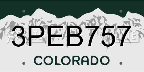 3PEB757 Colorado License Plate