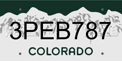 3PEB787 Colorado License Plate