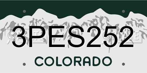 3PES252 Colorado License Plate