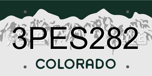 3PES282 Colorado License Plate
