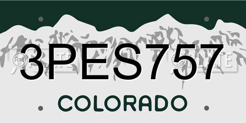 3PES757 Colorado License Plate