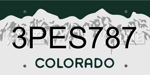 3PES787 Colorado License Plate