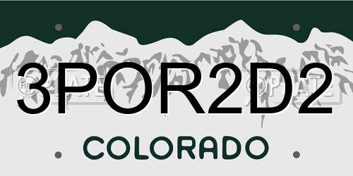 3POR2D2 Colorado License Plate