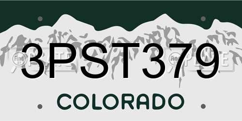 3PST379 Colorado License Plate