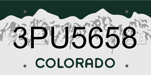 3PU5658 Colorado License Plate