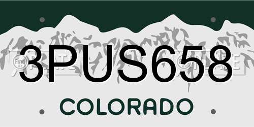 3PUS658 Colorado License Plate