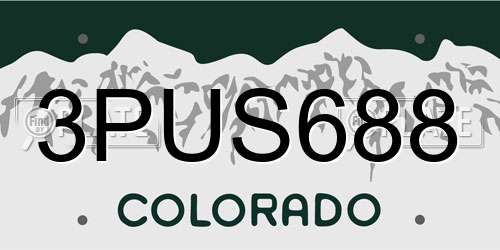 3PUS688 Colorado License Plate