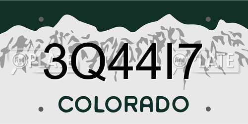 3Q44I7 Colorado License Plate