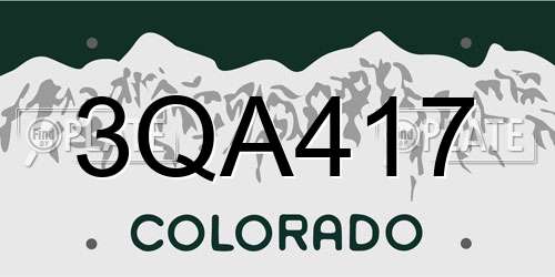 3QA417 Colorado License Plate