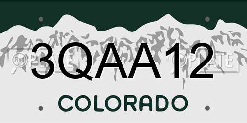 3QAA12 Colorado License Plate