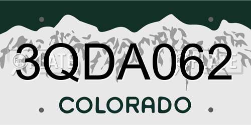 3QDA062 Colorado License Plate
