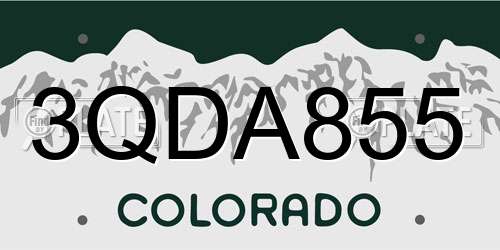 3QDA855 Colorado License Plate