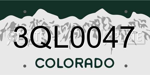 3QL0047 Colorado License Plate