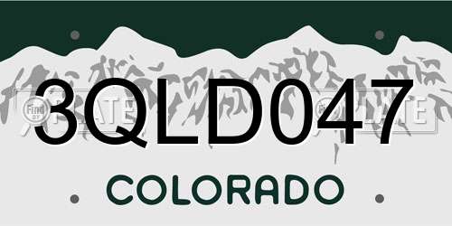 3QLD047 Colorado License Plate