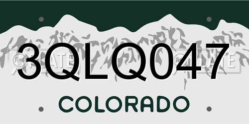 3QLQ047 Colorado License Plate