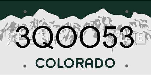 3QOO53 Colorado License Plate