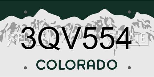 3QV554 Colorado License Plate