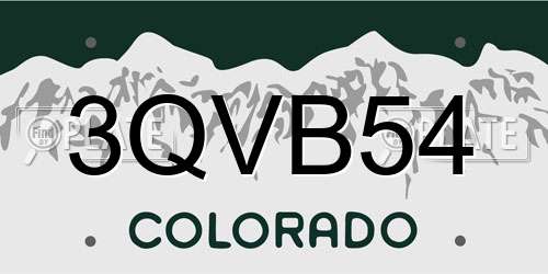 3QVB54 Colorado License Plate
