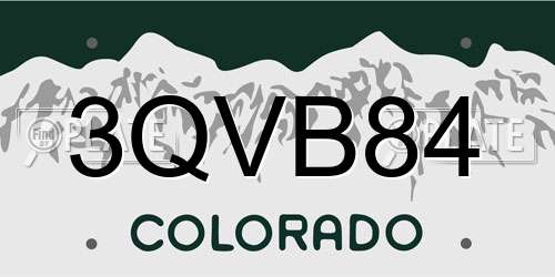 3QVB84 Colorado License Plate