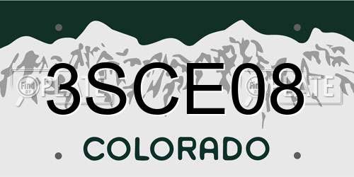 3SCE08 Colorado License Plate