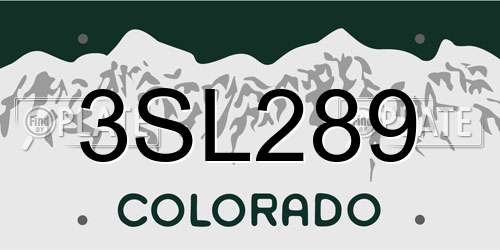 3SL289 Colorado License Plate