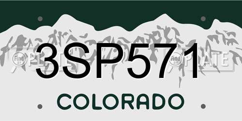 3SP571 Colorado License Plate