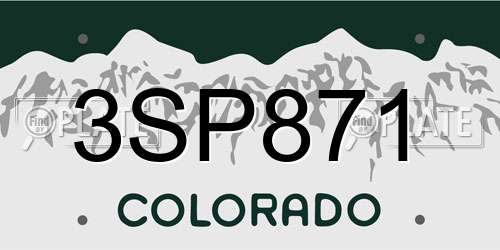 3SP871 Colorado License Plate