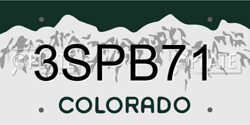 3SPB71 Colorado License Plate