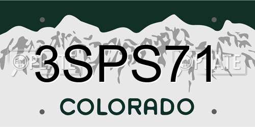 3SPS71 Colorado License Plate