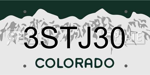 3STJ30 Colorado License Plate