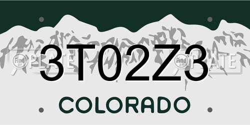 3T02Z3 Colorado License Plate