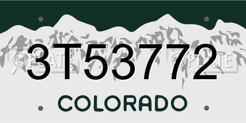 3T53772 Colorado License Plate