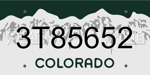 3T85652 Colorado License Plate