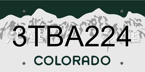 3TBA224 Colorado License Plate