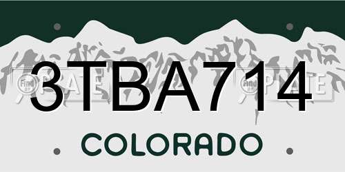 3TBA714 Colorado License Plate