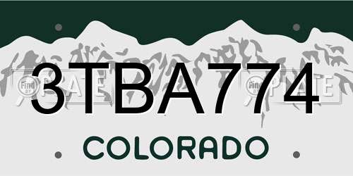 3TBA774 Colorado License Plate