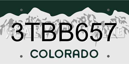 3TBB657 Colorado License Plate