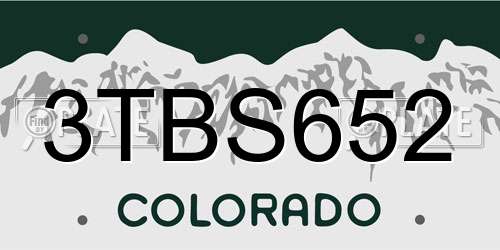 3TBS652 Colorado License Plate