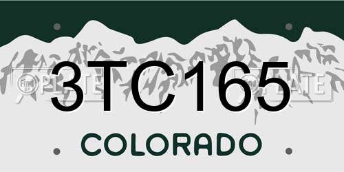 3TC165 Colorado License Plate