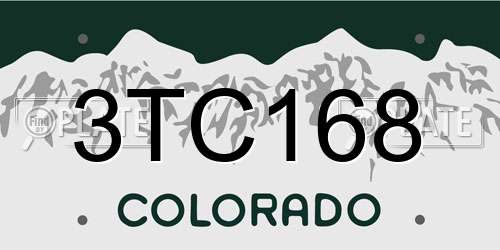 3TC168 Colorado License Plate
