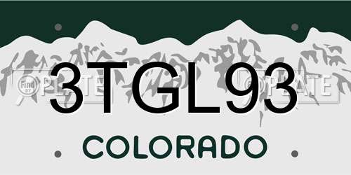 3TGL93 Colorado License Plate
