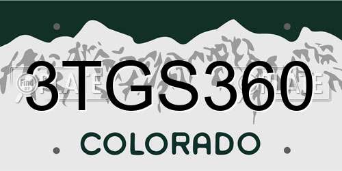 3TGS360 Colorado License Plate