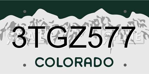 3TGZ577 Colorado License Plate