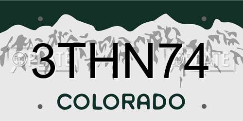 3THN74 Colorado License Plate