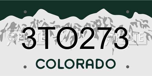 3TO273 Colorado License Plate