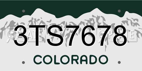 3TS7678 Colorado License Plate