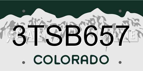 3TSB657 Colorado License Plate