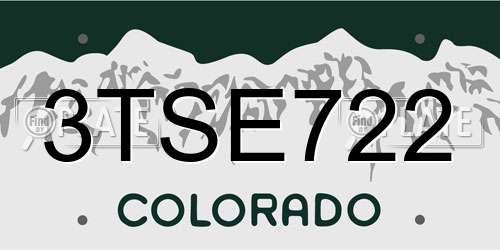3TSE722 Colorado License Plate