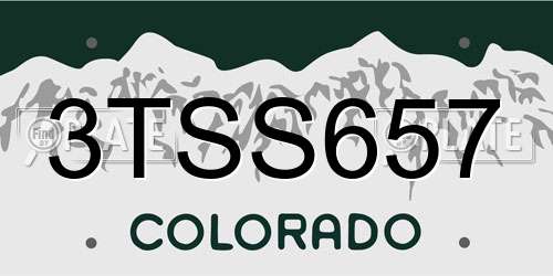 3TSS657 Colorado License Plate